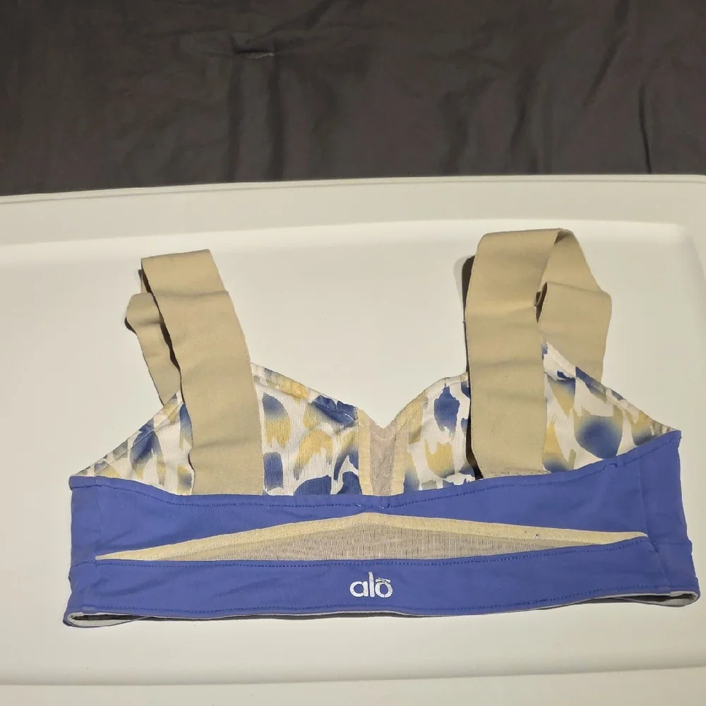 ALO Reversible Blue and Beige Sports Bra